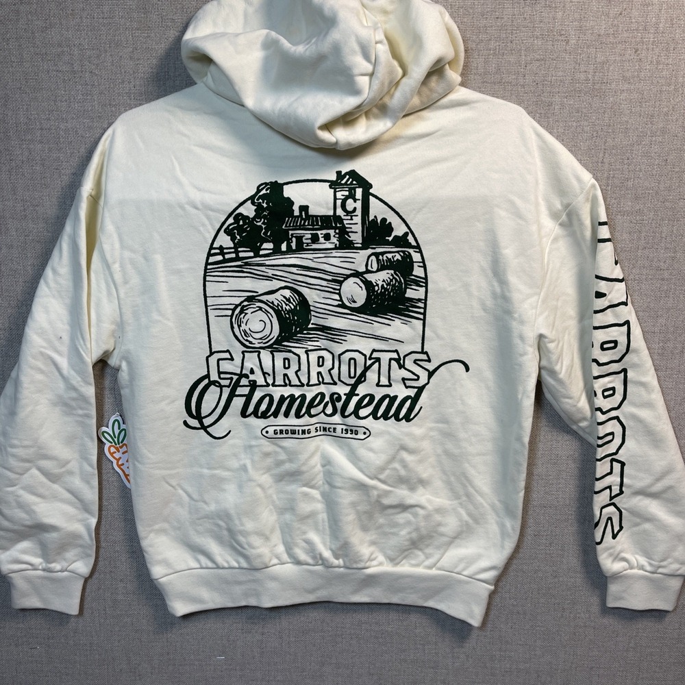Carrots by Anwar Carrots Homestead Hoodie Off White Pullover Unisex XS‎ NWT